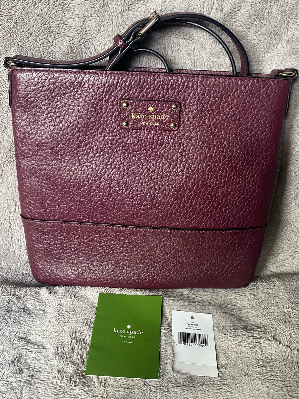 Kate Spade Bay Street Cora Pebbled Crossbody Bag in Mulledwine